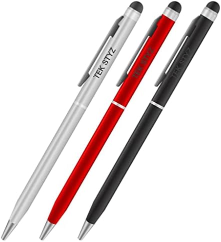 Pro Stylus Pen עבור Sony Xperia L עם דיו, דיוק גבוה, צורה רגישה במיוחד וקומפקטית למסכי מגע [3 חבילה-שחור-אדום-סילבר]